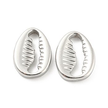 304 Stainless Steel Pendants, Shell Shape Charms, Stainless Steel Color, 17.5x13.5x3mm, Hole: 15x3mm
