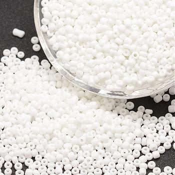 8/0 Glass Seed Beads, Grade A, Round, Opaque Colours, White, 2.8~3.2mm, Hole: 1.0mm, about 15000pcs/pound