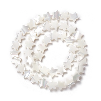 Natural Trochid Shell/Trochus Shell Beads, Star, Seashell Color, 10x11x2.5~3mm, Hole: 0.8mm, about 46pcs/strand, 15.91 inch(40.4cm)