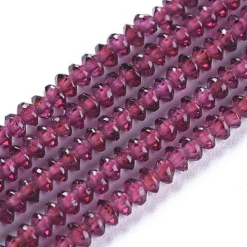 Natural Garnet Beads Strands, Faceted, Bicone, 2.8~3.2x1.5~2.2mm, Hole: 0.7mm, about 226pcs/strand, 15.35 inch(39cm)