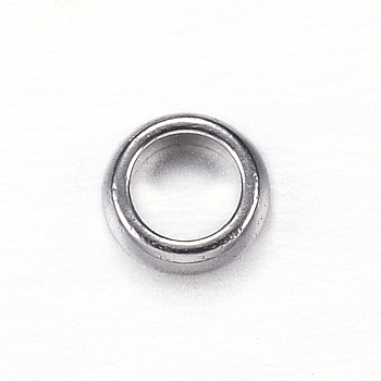 304 Stainless Steel Beads, Ring, Stainless Steel Color, 4.5x1.5mm, Hole: 3mm