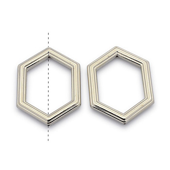 CCB Plastic Bead Frames, Hexagon Ring, Platinum, 53x39x6mm, Hole: 1mm, Inner Diameter: 27x40mm