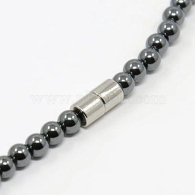 Non-Magnetic Synthetic Hematite Beaded Necklaces(NJEW-P066-03)-3
