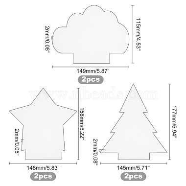 ahandmaker 6pcs tableau acrylique arbre de Noël(TACR-GA0001-03)-3