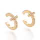 Brass Micro Pave Clear Cubic Zirconia Cuff Earrings(EJEW-M195-05G)-1