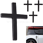 4Pcs Alloy Self-adhesion Car Stickers, Cross, Black, 63x46mm(AJEW-CP0011-33)