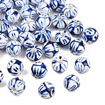 Handmade Porcelain Beads, Blue and White Porcelain, Round, Blue, 10mm, Hole: 3mm(PORC-Q212-10mm-1)