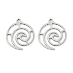 201 Stainless Steel Pendants, Vortex Charm, Laser Cut, Stainless Steel Color, 17x14.5x0.8mm, Hole: 1.4mm(STAS-F337-02P)