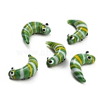 Handmade Lampwork Worm Figurines, for Home Office Desk Decoration, Lime Green, 26x16x9mm(LA-CBA77D3-01H)