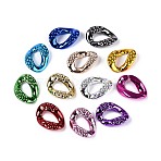 UV UV Plating Opaque Acrylic Linking Rings, Quick Link Connectors, for Curb Chains Making, Twist, Mixed Color, 19x14x4mm, Inner Diameter: 11x5mm(PACR-T017-14M)