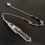 Synthetic Quartz Crystal & Mixed Gemstone Bullet Pointed Dowsing Pendulums, Chakra Yoga Theme Jewelry for Home Display, 300mm(CHAK-PW0001-051K-1)