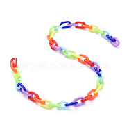 Handmade Opaque Acrylic Cable Chains, Colorful, 15x9x3mm, 39.37 inch(1m)/strand(X-AJEW-JB00672)