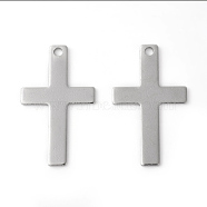 304 Stainless Steel Pendants, Cross, Stainless Steel Color, 36.5x22x1mm, Hole: 2.3mm(STAS-F192-083P)