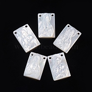 Natural White Shell Pendants, Religion, Rectangle with Virgin Mary, 11.5x8x2.5mm, Hole: 1mm(SSHEL-D083-29A)
