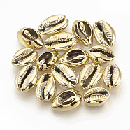 Electroplated Sea Shell Beads, Undrilled/No Hole Beads, Cowrie Shells, Gold, 15~18x10~12x6~7mm(X-SSHEL-S258-05A)