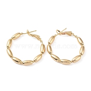 Brass Round Ring Hoop Earrings, with 925 Sterling Silver Pin for Women, Golden, 32x31x4mm(EJEW-A025-01B)