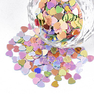 Ornament Accessories, PVC Plastic Paillette/Sequins Beads, No Hole/Undrilled Beads, Heart, Mixed Color, 4x4x0.4mm, about 900pcs/bag(PVC-T005-027A-01)