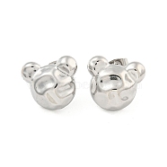 Non-Tarnish Bear 304 Stainless Steel Ear Studs, Stud Earrings for Women, Stainless Steel Color, 15x17mm(EJEW-L290-018P)