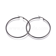 304 Stainless Steel Big Hoop EarRing Shapes, Hypoallergenic EarRing Shapes, Ring Shape, Gunmetal, 12 Gauge, 57x54.5x2mm, Pin: 0.8mm(EJEW-L222-11D)