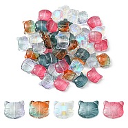 50Pcs 5 Colors Transparent Glass Beads, Cat, for Jewelry Making, Mixed Color, 12.5x14x6.5mm, Hole: 1mm, 10Pcs/color(GLAA-YW0001-86)