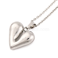 Non-Tarnish 304 Stainless Steel Heart Pendant Necklaces for Women, Stainless Steel Color, 18.11 inch(46cm)(EJEW-Z044-01P)