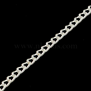 Unwelded Iron Curb Chains, with Spool, Silver Color Plated, 2.5x1.6x0.45mm, about 328.08 Feet(100m)/roll(CH-R078-10S)