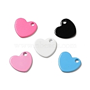 Spray Painted 201 Stainless Steel Charms, Heart Charm, Mixed Color, 10x9x1mm, Hole: 1.4mm(STAS-G304-25)