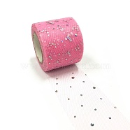 Glitter Sequin Deco Mesh Ribbons, Tulle Fabric, Tulle Roll Spool Fabric For Skirt Making, Camellia, 2 inch(5cm), about 25yards/roll(22.86m/roll)(OCOR-P010-A-C47)