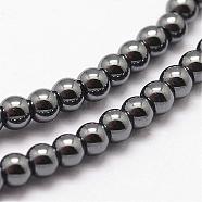 Grade AA Non-magnetic Synthetic Hematite Beads Strands, Round, 3mm, Hole: 0.8mm, 1mm, about 165pcs/strand, 15.7 inch(G-P209-01-3mm)