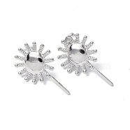 304 Stainless Steel Sun Stud Earrings for Women, Stainless Steel Color, 25x15.5mm, Pin: 0.7mm(EJEW-F300-12P)