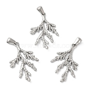 304 Stainless Steel Pendants, Leafy Branch Charms, Stainless Steel Color, 34x21x3mm, Hole: 6.5x3.5mm(X-STAS-R122-08P)