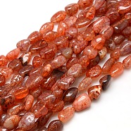 Nuggets Synthetical Crackle Agate Beads Strands, Dyed & Heated, Orange Red, 8~16x8~12x6~10mm, Hole: 1mm, about 30~40pcs/strand, 15~16 inch(G-P031-01)