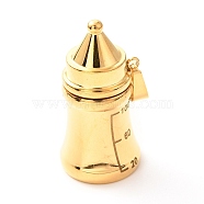 Titanium Steel Pendants, with Scale, Feeding Bottle, Golden, 35x18mm, Hole: 4x8mm(FIND-A004-06G)