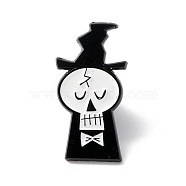 Ghost Enamel Pin, Halloween Alloy Brooch for Backpack Clothes, Electrophoresis Black, White, 26x13.5x1.5mm(ENAM-B046-27)
