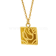 Stainless Steel Square Pendant Necklace, Golden, 15.75 inch(40cm)(CP3503-1)