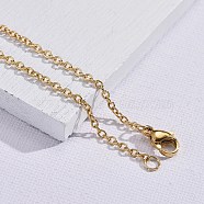 304 Stainless Steel Cable Chain Necklace Making, with Lobster Claw Clasps, PVD Vacuum Plating, Golden, 17.7 inch(45cm), Clasps: 7x10mm(STAS-P045-01G)