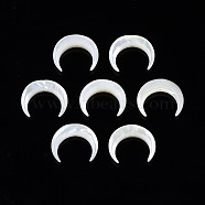 Natural White Shell Mother of Pearl Shell Beads, Moon, WhiteSmoke, 15x13x3mm, Hole: 0.8mm(X-SSHEL-T012-07)