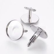 Rack Plating Brass Cuff Button, Cufflink Findings for Apparel Accessories, Flat Round, Platinum, 26x27mm, Tray: 25mm(KK-F765-06P)