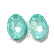 Glass Rhinestone Cabochons, Point Back & Back Plated, Faceted, Oval, Light Azore, 8x6x3mm(RGLA-G021-02B-361DE)