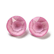 Glass Rhinestone Cabochons, Point Back & Back Plated, Faceted, Round, Rosaline, 8x6mm(RGLA-G021-06A-508DE)