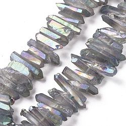 Natural Quartz Crystal Beads Strands, Dyed, Pillar, Light Grey, 15~30x4~8x4~7mm, Hole: 1mm, 8 inch(G-K181-B21)