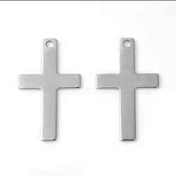 Tarnish Resistant 304 Stainless Steel Pendants, Cross, Stainless Steel Color, 36.5x22x1mm, Hole: 2.3mm(STAS-F192-083P)