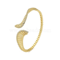 Snake Shape Brass Micro Pave Cubic Zirconia Cuff Bangles, Long-Lasting Plated, Lead Free & Cadmium Free, Real 18K Gold Plated, Inner Diameter: 2-1/4 inch(5.8cm)(BJEW-D039-07G)
