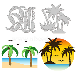 2Pcs 2 Styles Summer Theme Carbon Steel Cutting Dies Stencils, for DIY Scrapbooking, Photo Album, Decorative Embossing Paper Card, Stainless Steel Color, Coconut Tree Pattern, 96~105x108~112x0.8mm, 1pc/style(DIY-WH0309-918)