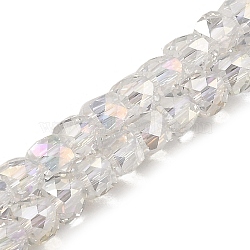 Electroplate Transparent Glass Beads Strands, Faceted, Cube, Clear AB, 6x6x6mm, Hole: 1mm, about 67~68pcs/strand, 15.5~16 inch(39.4~40.6cm)(GLAA-C029-03B-01)