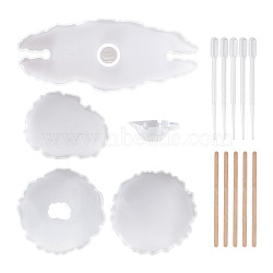 DIY Wine Rack Silicone Molds Kits, with Resin Casting Molds, Silicone Stirring Bowl and Wooden Craft Ice Cream Sticks, Disposable Plastic Dropper, White, 15pcs/set(DIY-TA0008-23)