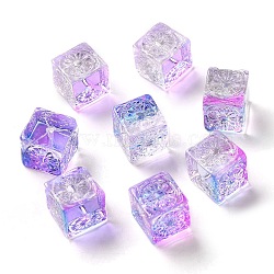 Transparent Glass Beads, Cube, Blue Violet, 10x11x11mm, Hole: 1.5mm(GLAA-A012-04F)