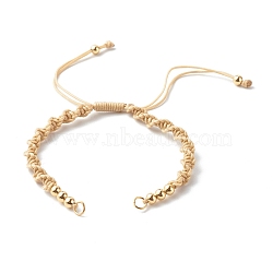 Bracelet Making Accessories, with Braided Nylon Thread, Brass Beads & 304 Stainless Steel Jump Rings, Wheat, 6-1/8x1/4 inch(15.7~28.5x0.5cm)(AJEW-JB01049-01)