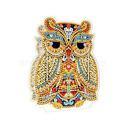 5D DIY Owl Pattern Animal Diamond Painting Pencil Cup Holder Ornaments Kits, with Resin Rhinestones, Sticky Pen, Tray Plate, Glue Clay and Acrylic Plate, 144.5x107x2mm(DIY-C020-03)