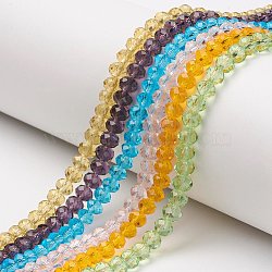 Glass Beads Strands, Faceted, Rondelle, Mixed Color, 6x5mm, Hole: 1mm, about 83~85pcs/strand, 38~39cm(EGLA-A034-T6mm-D)